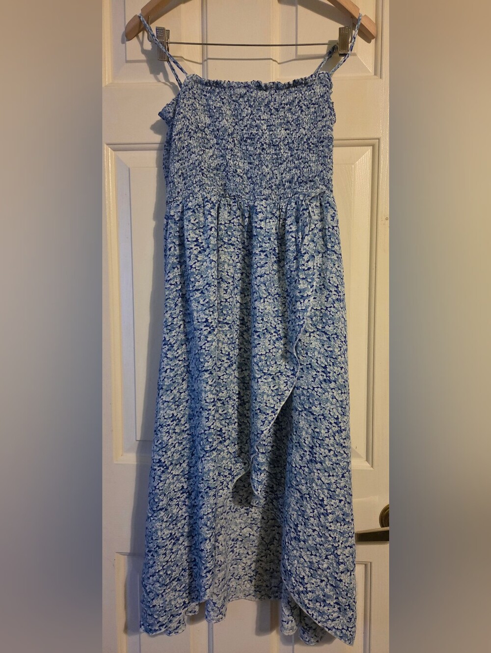 Smocked Waist Blue Floral Women’s Dress